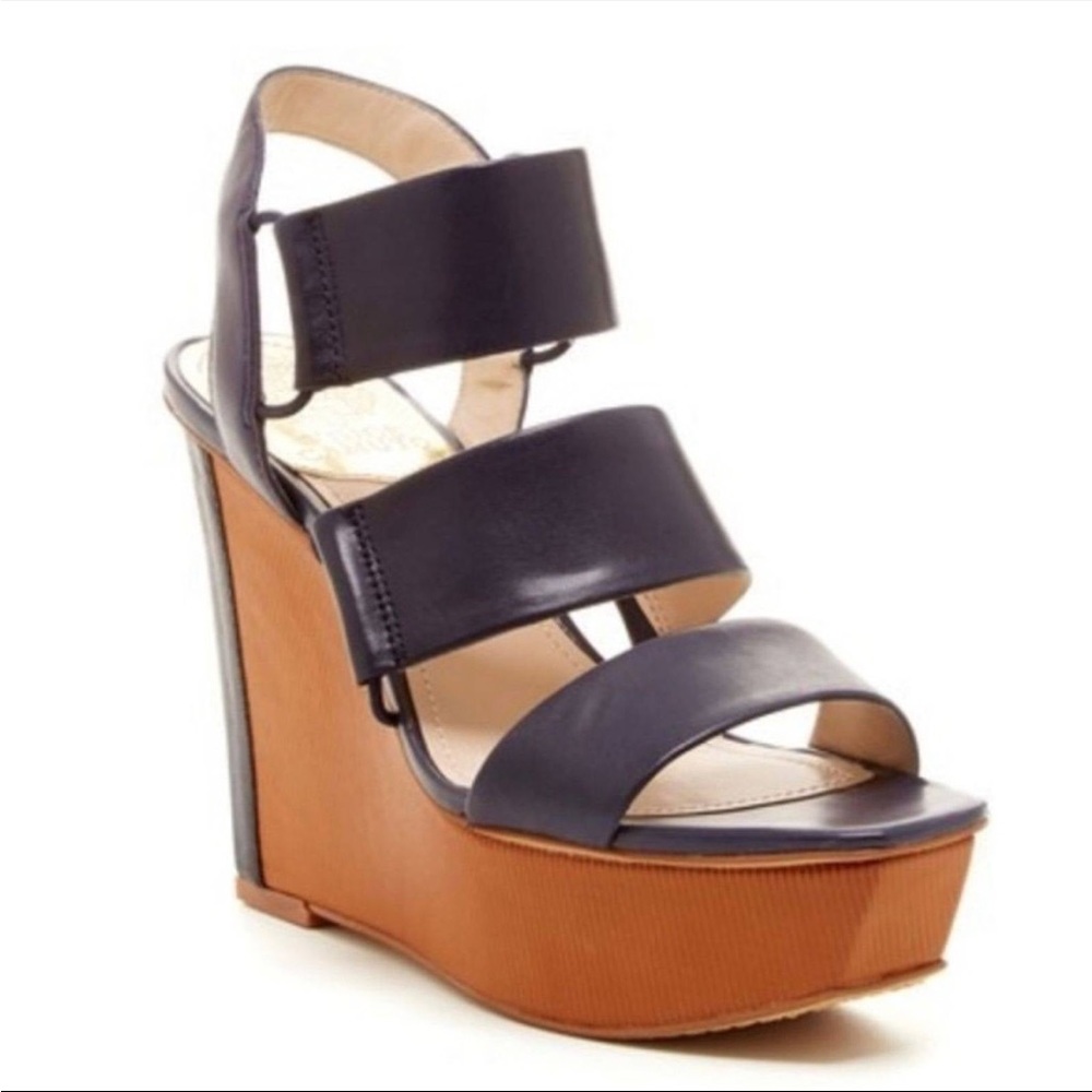 Vince Camuto Niskera Black Leather Wedges